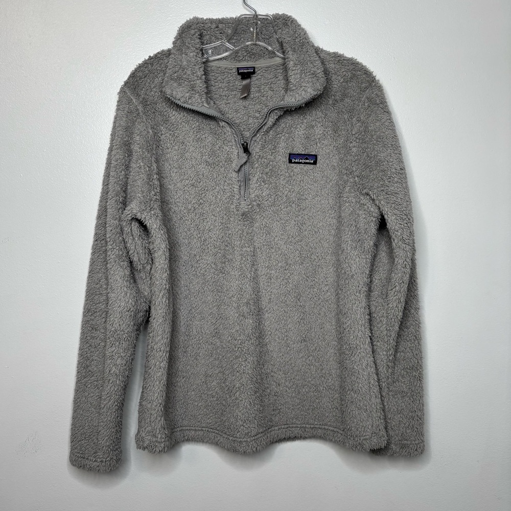Patagonia Los Gatos 1/4 Zip Fleece Pullover Women L Gray High Pile Sherpa Large